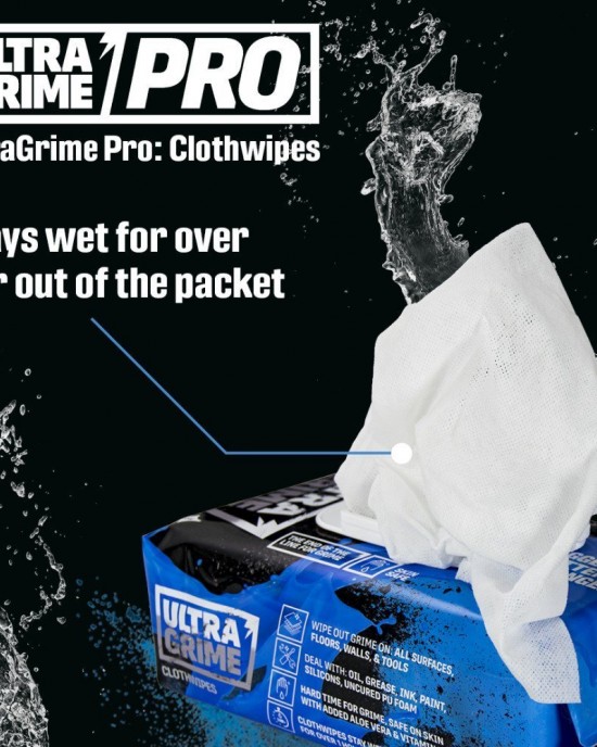 UltraGrime® Pro Multiuse Υγρά μαντήλια καθαρισμού Εργαλείων & Χεριών XXL 100 τμχ