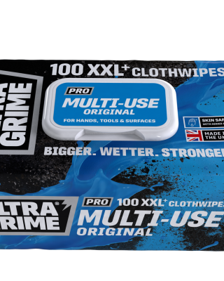 UltraGrime® Pro Multiuse Wet Wipes for Cleaning Tools & Hands XXL 100 pcs